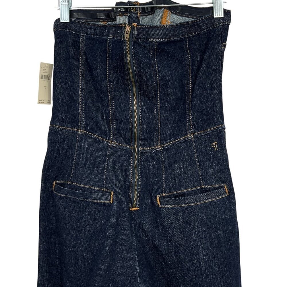 NWT Anthropologie Pilcro Strapless Denim Corset Jumpsuit Indigo Blue US Size 6 - Picture 7 of 10